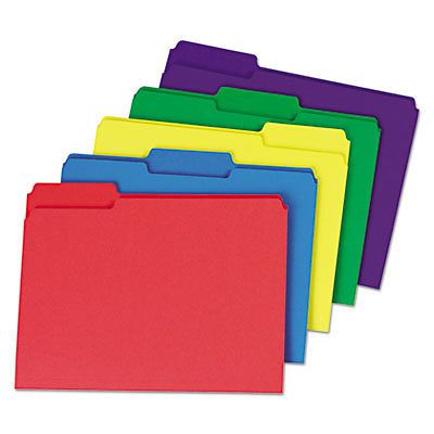 Heavyweight file folders, 1/3 cut one-ply top tab, letter, assorted, 50/pack for sale