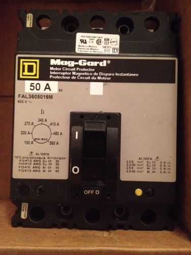 Square d mag-gard fal3605016m circuit breaker 50a 600v for sale
