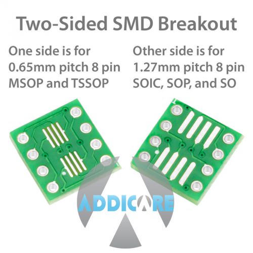 5pcs Addicore 8 Pin SOIC, SOP, SO, MSOP, and TSSOP Breakout Board