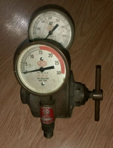 vintage airco air reduction double guage  brass gauge 8410003 8410007 steampunk