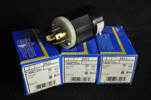 Qty 3 - leviton 2411 male twist-lock plug 20a 125/250v l14-20p nema - new for sale