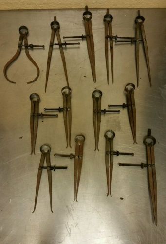 Lot of 13 lutz assorted machinist calipers 9 inside &amp; 1 outside for sale