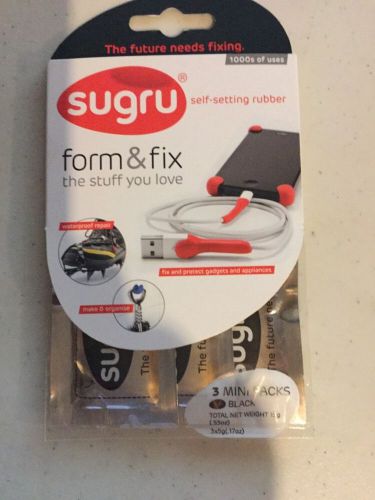 NEW Sugru Air-curing Rubber - 3 x 5g - Black