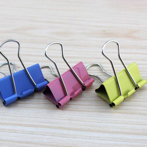 24Pcs Solid Colorful Metal Binder Clips Office Supply Folder Dovetail Clamp 32mm