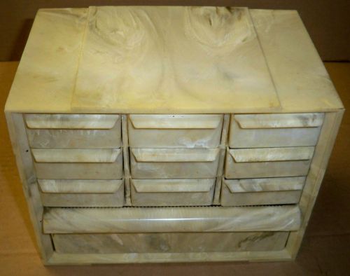 Vintage AKRO MILS Plastic Marbelized Storage Bin Cabinet/Sewing, Crafts, Parts