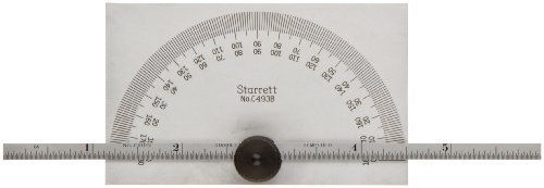 Starrett C493B Protractor And Depth Gauge, 0-180 Range, 6&#034; Blade Length