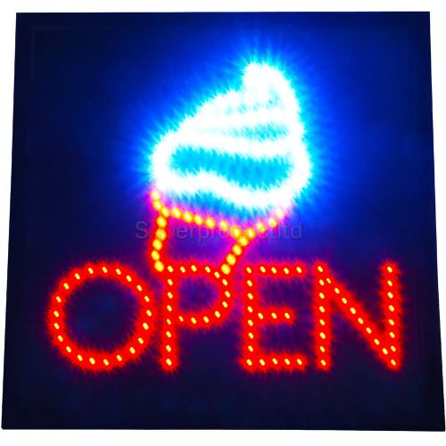 LARGE Open ICE CREAM animated LED frozen yogurt store shop Sign neon Light cafe