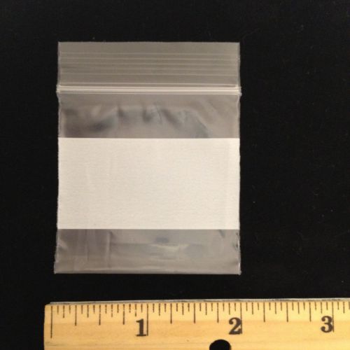 Reclosable 2x2 inch Clear Plastic Zippy Bags, White Block,100 count FREE SHIP