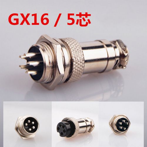 5x New Aviation Plug 5-Pin 16mm GX16-5 Male and Female Panel Metal Connector IND