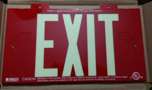 Brady photolum exit sign wall mounted red 90885b glow in the dark 8.25 x 15 for sale