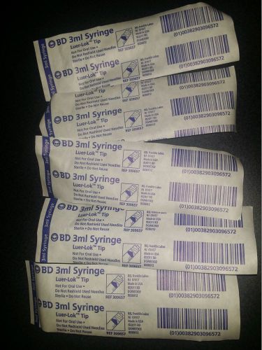 Lot of (103) BD Syringes 3 ml cc Sterile Luer-Lok Tip Sealed New 309657