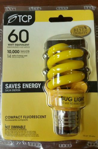 NEW TCP 68914Y 14 Watt CFL Bug Light DuraBright Spiral CFL Bulb  Yellow