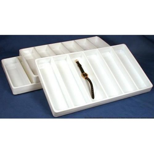 3 6 compartment white plastic tray inserts 16&#034; for sale