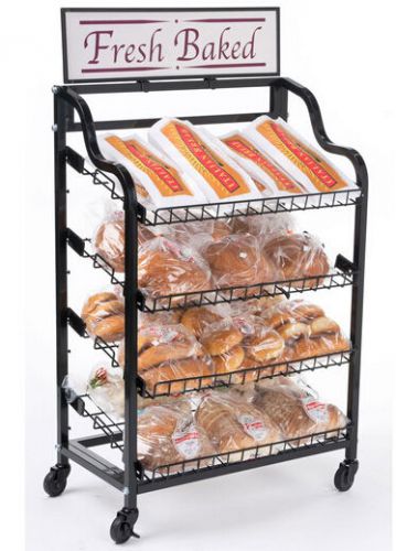 30.5&#034; x 46.0&#034; x 18.5&#034;, 30&#034;w bakery display rack w/ wheels, 4 shelves &amp; header - for sale