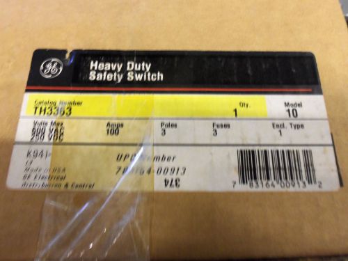 NEW GE TH3363 100 AMP 600V FUSIBLE SAFETY SWITCH DISCONNECT