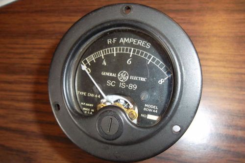 (1) General Electric GE Ammeter 8DW44 SC IS-89 Amp Meter - 0-8 RF Amperes - USED