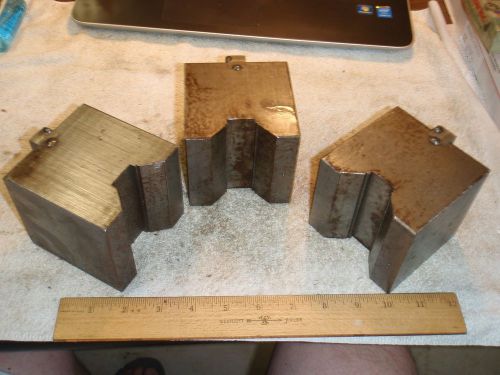 V-Block Lot CNC Machinist Qty of 3 3 1/2&#034;x3 1/2&#034;x3 3/8&#034; Bottom = 5/16x5/8