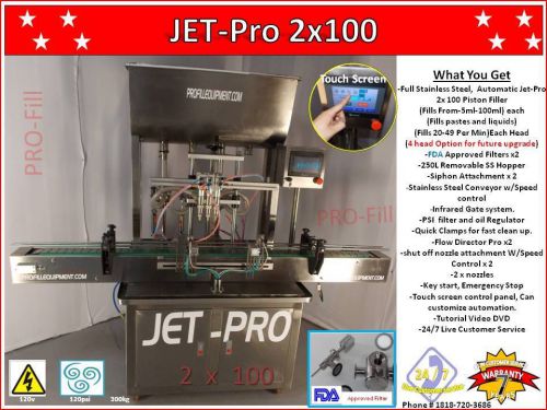 Automatic jet-pro-2x100 fills liquids, pastes, hair stylist products,scrubs&amp; etc for sale