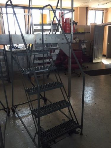 Warehouse ladders on wheels / five  steps 50&#034; high / 24&#034; wide for sale