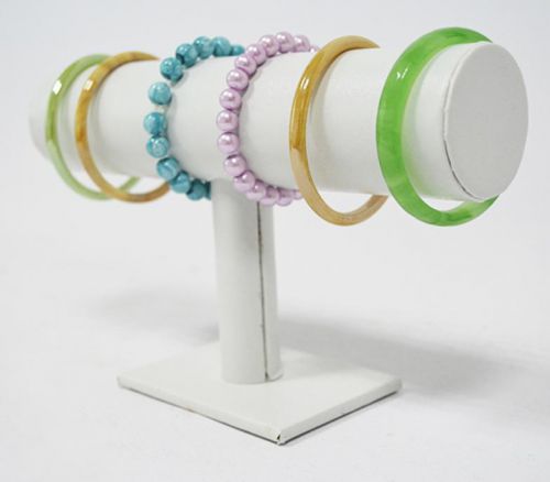 White PU Jewelry Display T Bar Hanging Chain Watch Bracelet Stand Holder Rack