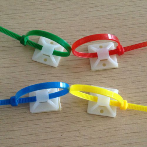 Unique 200 PACK Cable Zip Tie Mounts 20x20 mm .75 x .75 in Self-Adhesive Anchor