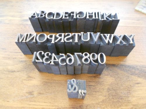 Letterpress Printers Block, Brass Alphabet, Numbers, Marks (h)