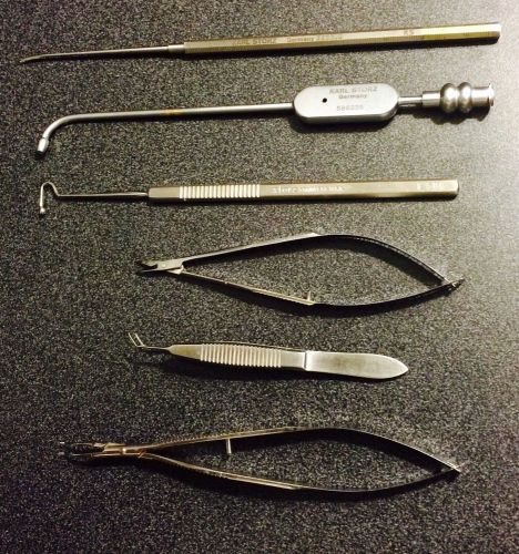 STORZ Forceps, Hook, Knife, Scissors Lot of 6 Opthalmic ENT