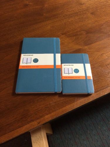 Moleskin Ruled Notebook Set - Underwayer Blue Color 5&#034;x 8 1/4&#034; &amp; 3 1/2&#034; X 5 1/2&#034;