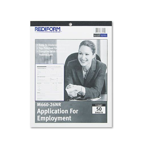 Rediform employment application, 8.5 x 11, 50 forms, pd redm66026nr for sale