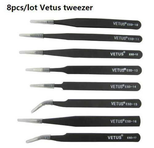 8pcs/lot Vetus Antistatic ESD Tweezers ESD-10 ~ ESD-17