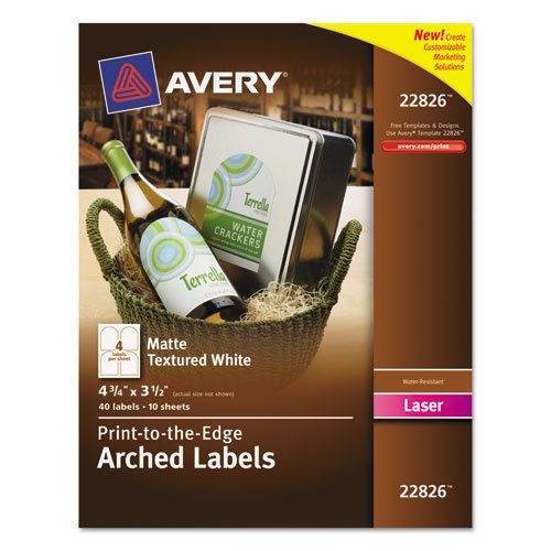 Avery Easy Peel Textured Arched Label 40/Pack Laser, Inkjet White, 2 Packs of 40