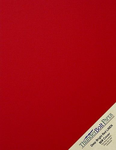 50 deep bright red linen 80# cover paper sheets - 8.5&#034; x 11&#034; (8.5x11 inches) for sale