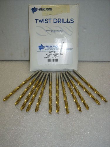 .1875 3/16&#034; TiN HSS USA drill Jobbers Length 135 degree Split Point - 12 PC LOT