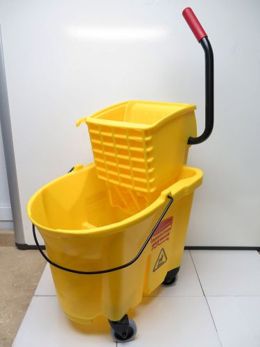 Rubbermaid commercial fg758088yel wavebreak side press mop wringer bucket combo for sale