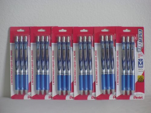 NEW 6 PENTEL 3 PACK ENERGEL LIQUID GEL 0.7mm MEDIUM POINT BLUE INK PENS 22941