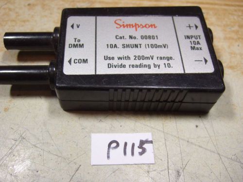 Simpson 00801 Current Shunt 10A -&gt; 100mV for Mulitmeter - Used.