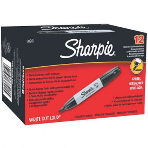 Sharpie, Permanent Marker, Chisel Tip, Black, 12-Count