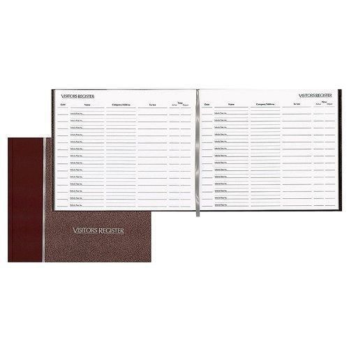 National hardcover visitor register book 128 pages burgundy cover 8.5 x 9.875... for sale