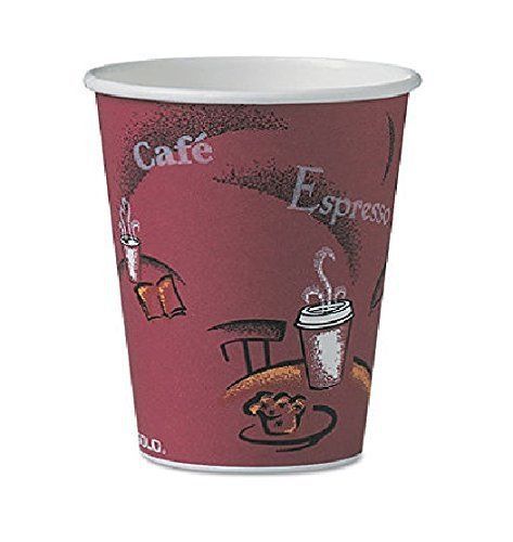 SOLO 316SIPK Bistro Design Hot Drink Cups, Paper, 16 oz., Maroon, 50/Pack