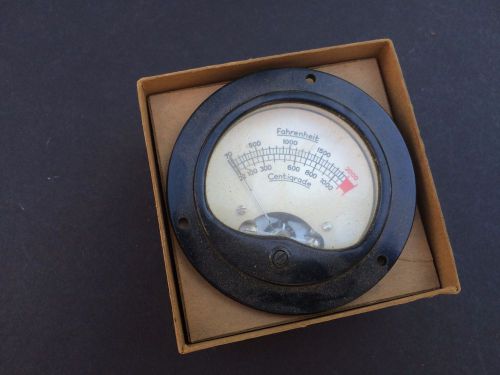 Vintage temperature meter 0-2000f 0-1100c  bakelite panel mount 2-1/2&#034; face for sale