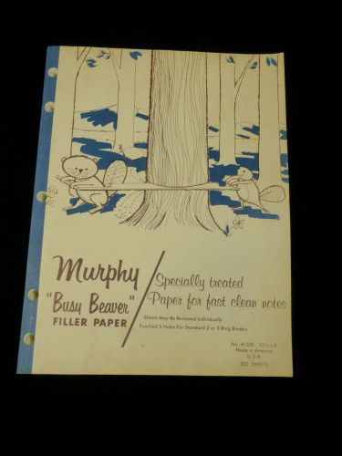 Murphy &#034;Busy Beaver&#034; Filler Paper, 500 Count, Punched 5 Hole from Sixties!!! 60s