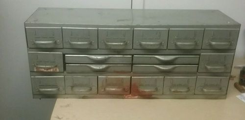 Vintage industrial equipto steel file drawer cabinet small parts bins for sale