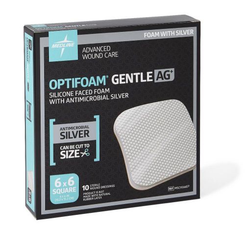 Optifoam gentle ag silicone faced foam dressing with silver: 6&#034; x 6&#034; - box of 10 for sale