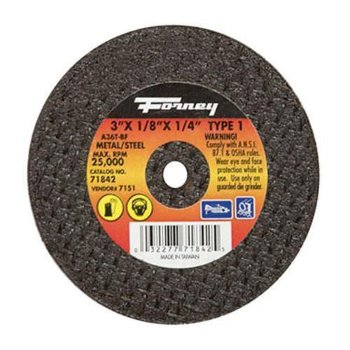 Forney industries 71842 metal cutting wheel 3&#034;x1/8&#034; x 1/4&#034; 25500 for sale