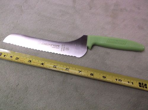 Dexter russell 7 inch s163-7sc offset scalloped slicer neon green handle new for sale