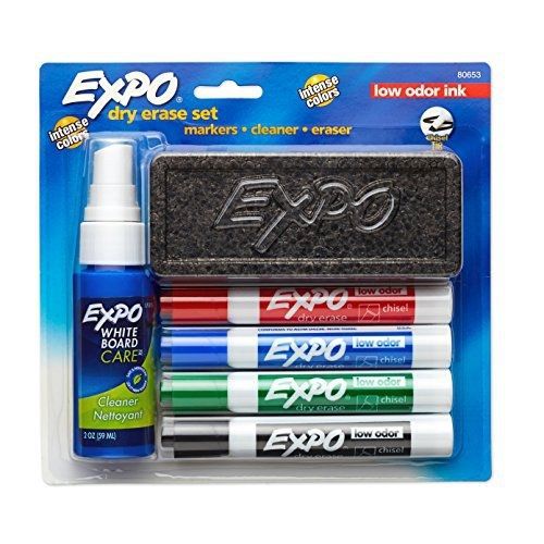 Expo Low-Odor Dry Erase Set, Chisel Tip, 6-Piece, Assorted Colors