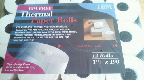 IBM Thermal Paper Rolls ,3 1/8&#034; X 190&#039; BPA Free . New Old Stock. Case of 12.
