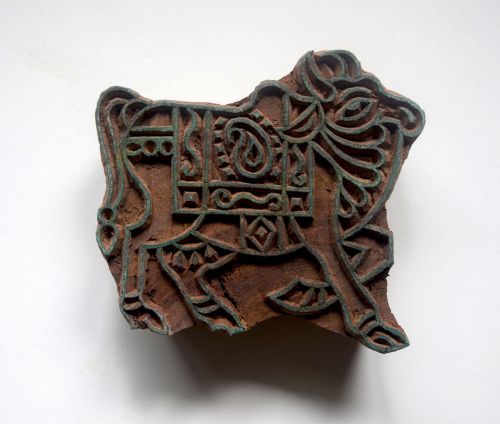 Textile Stamp Bull Taurus Wooden India Indian Batik Clay Craft Supplies Boho