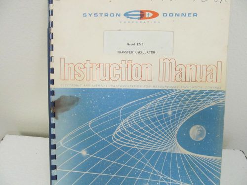Systron-Donner 1292 Transfer Oscillator Instruction Manual w/schematics