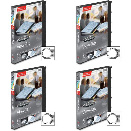 Wilson Jones View-Tab 5-Tab Presentation Binder 0.625&#034; Capacity Black 4 Packs